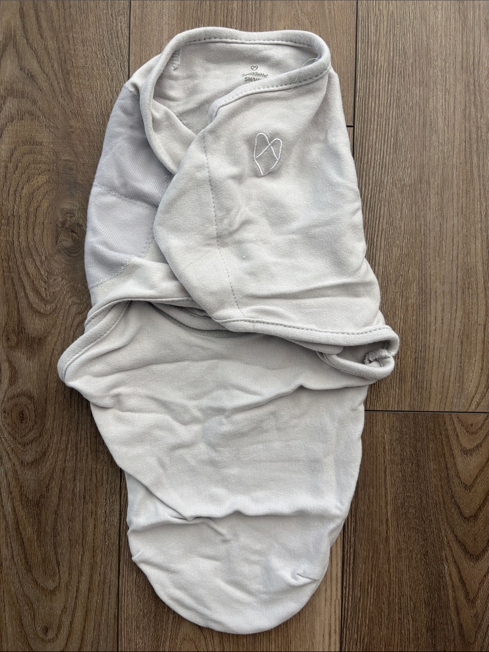 SwaddleMe Light Gray Baby Swaddle with Heart Embroidery